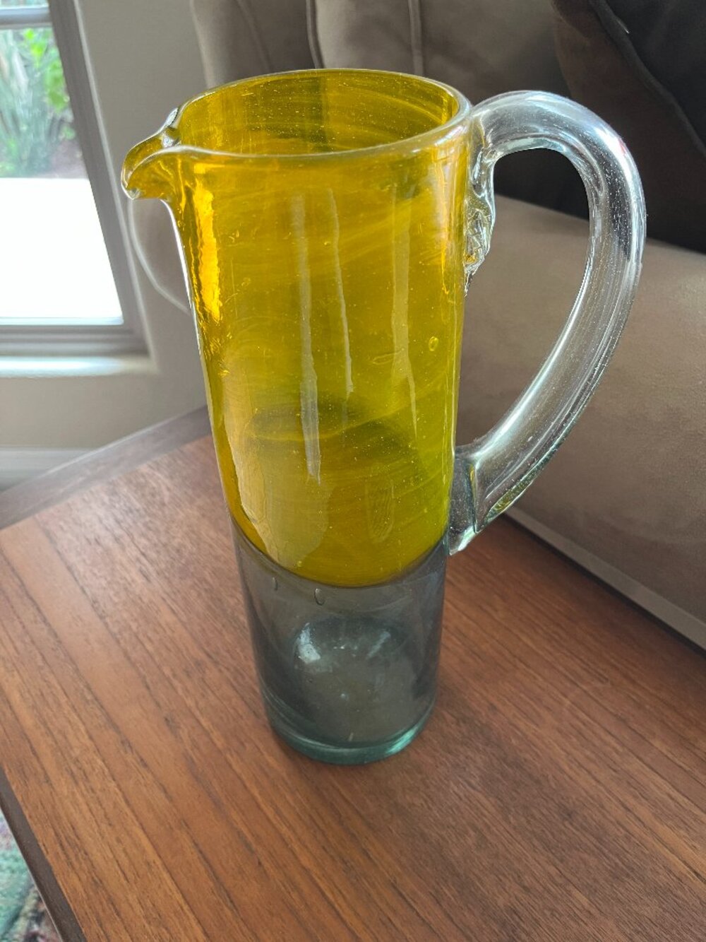 Vintage Handblown Mexican Glass Pitcher